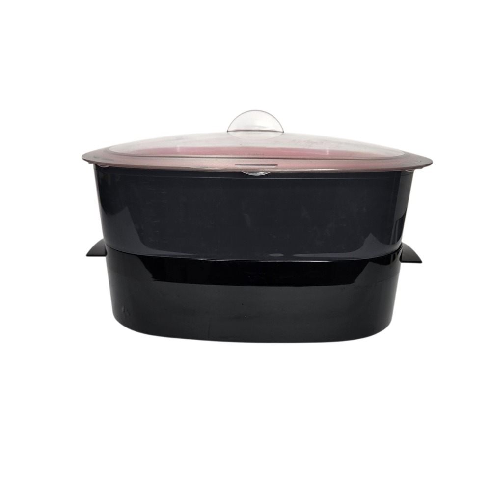6 Piece Set Tupperware Oval Microwave Stack Cooker Steamer Red 10" X 7-1/2"